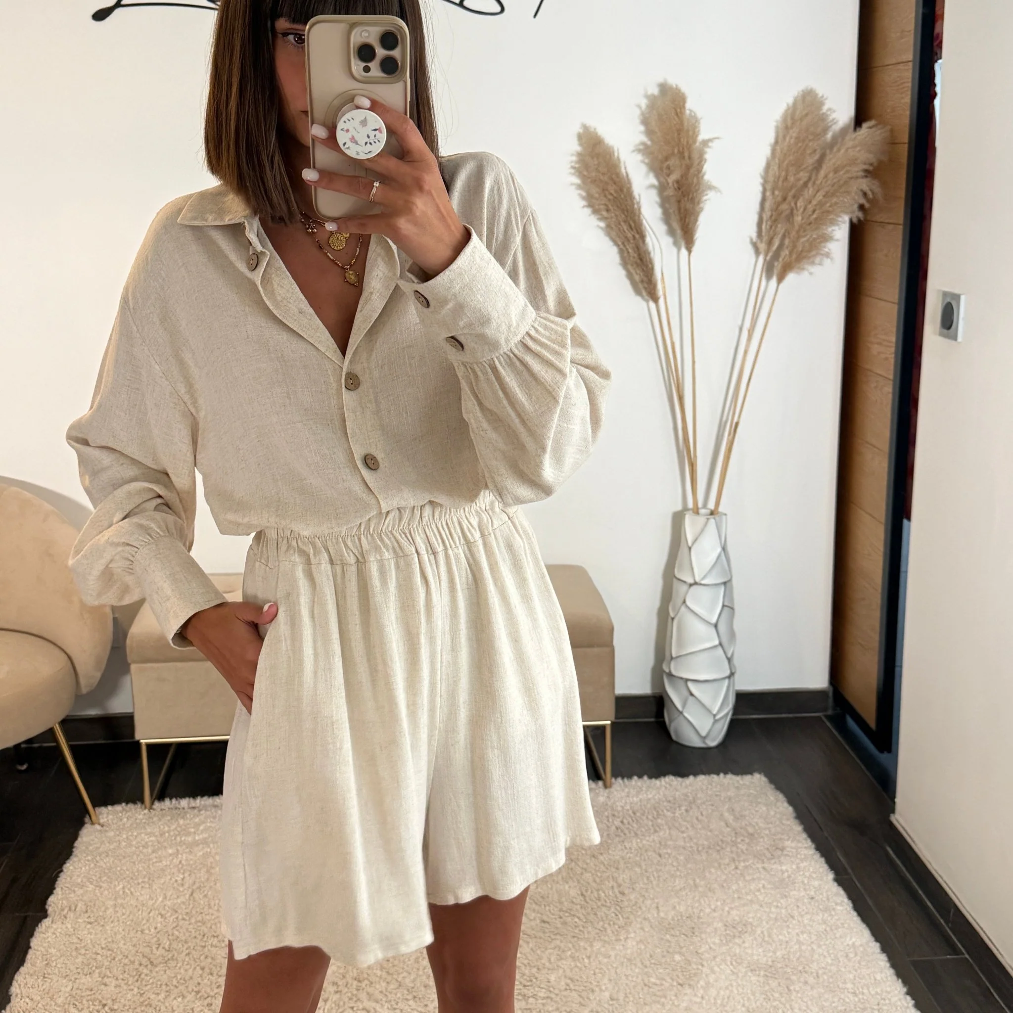 ENSEMBLE BEIGE EN LIN