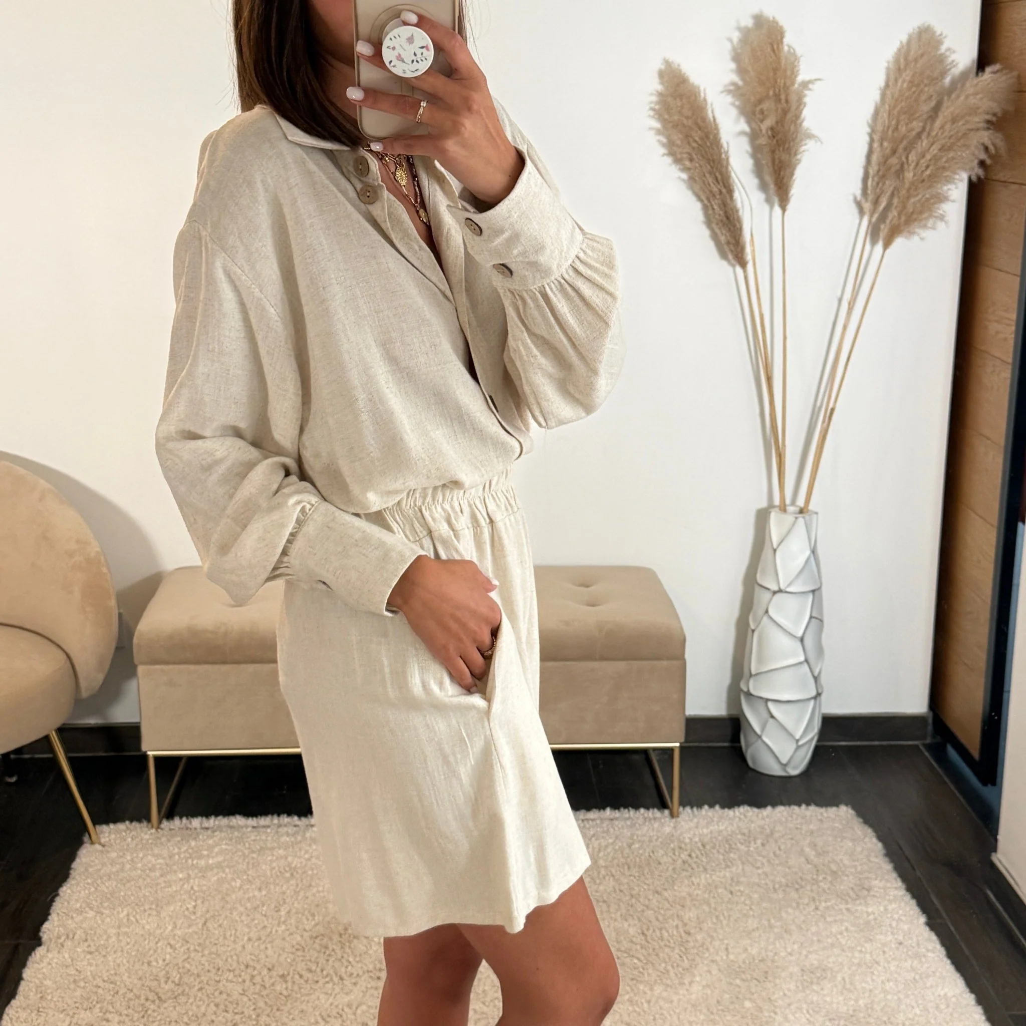 ENSEMBLE BEIGE EN LIN - Image 2