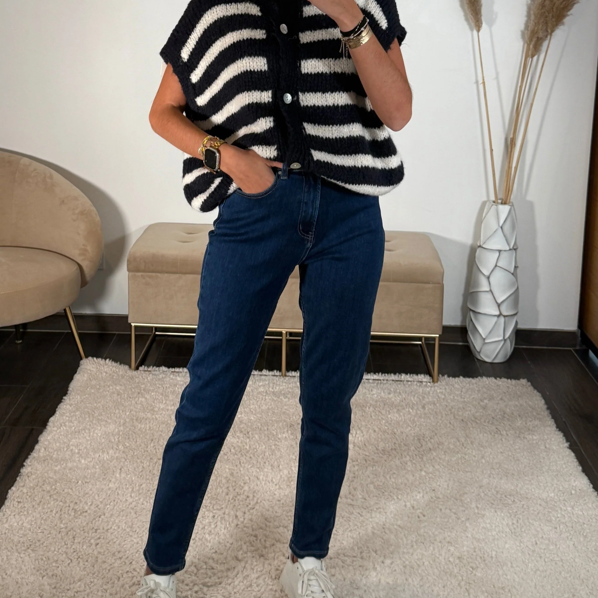JEAN MOM LOUIS BLEU FONCE