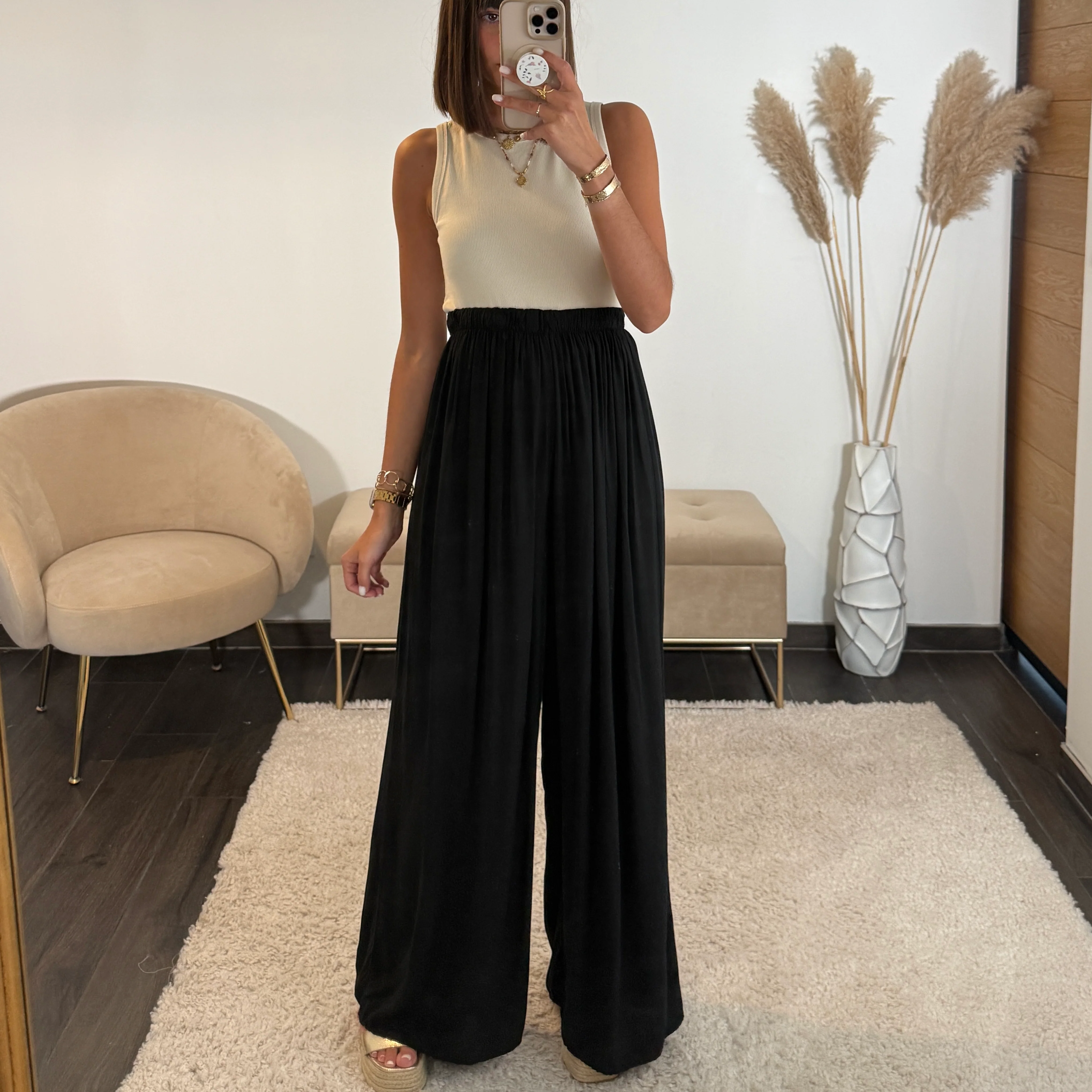 PANTALON FLUIDE NOIR MAZA