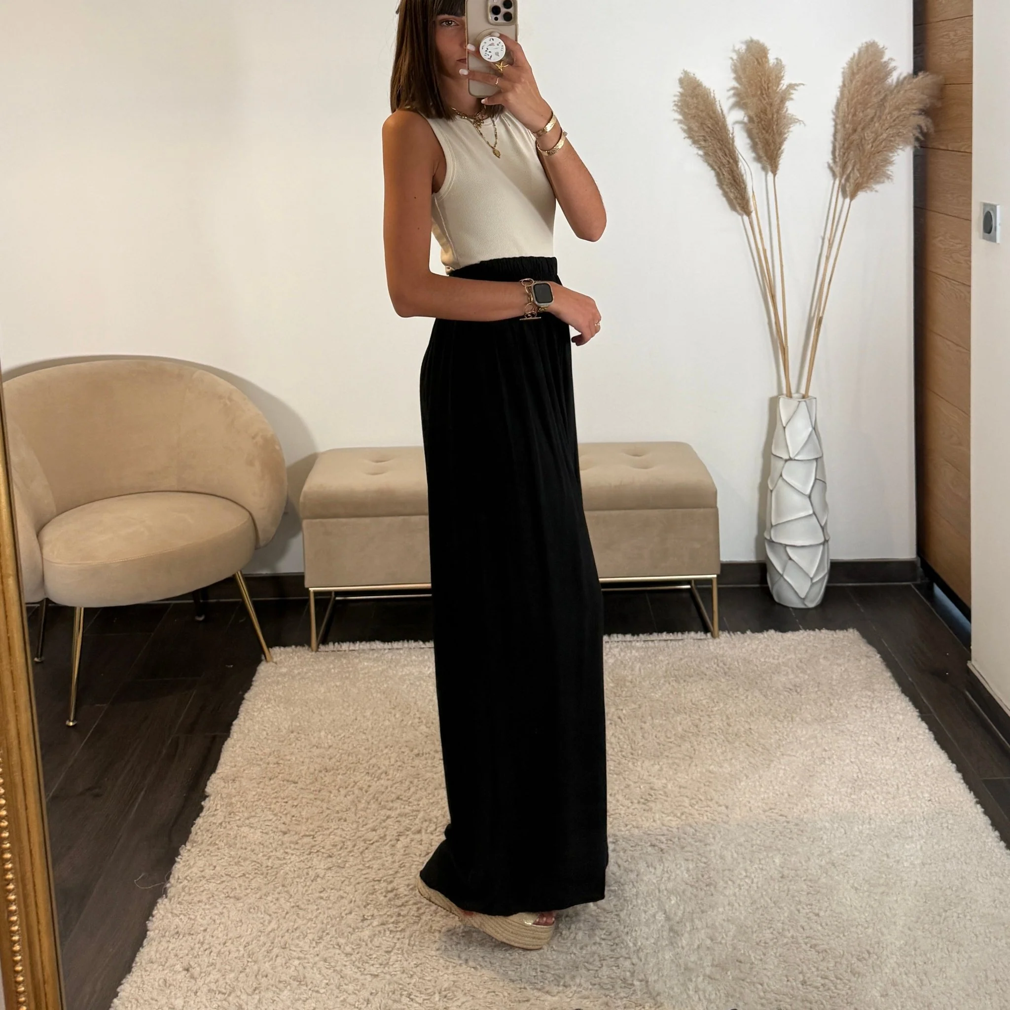 PANTALON FLUIDE NOIR MAZA - Image 2