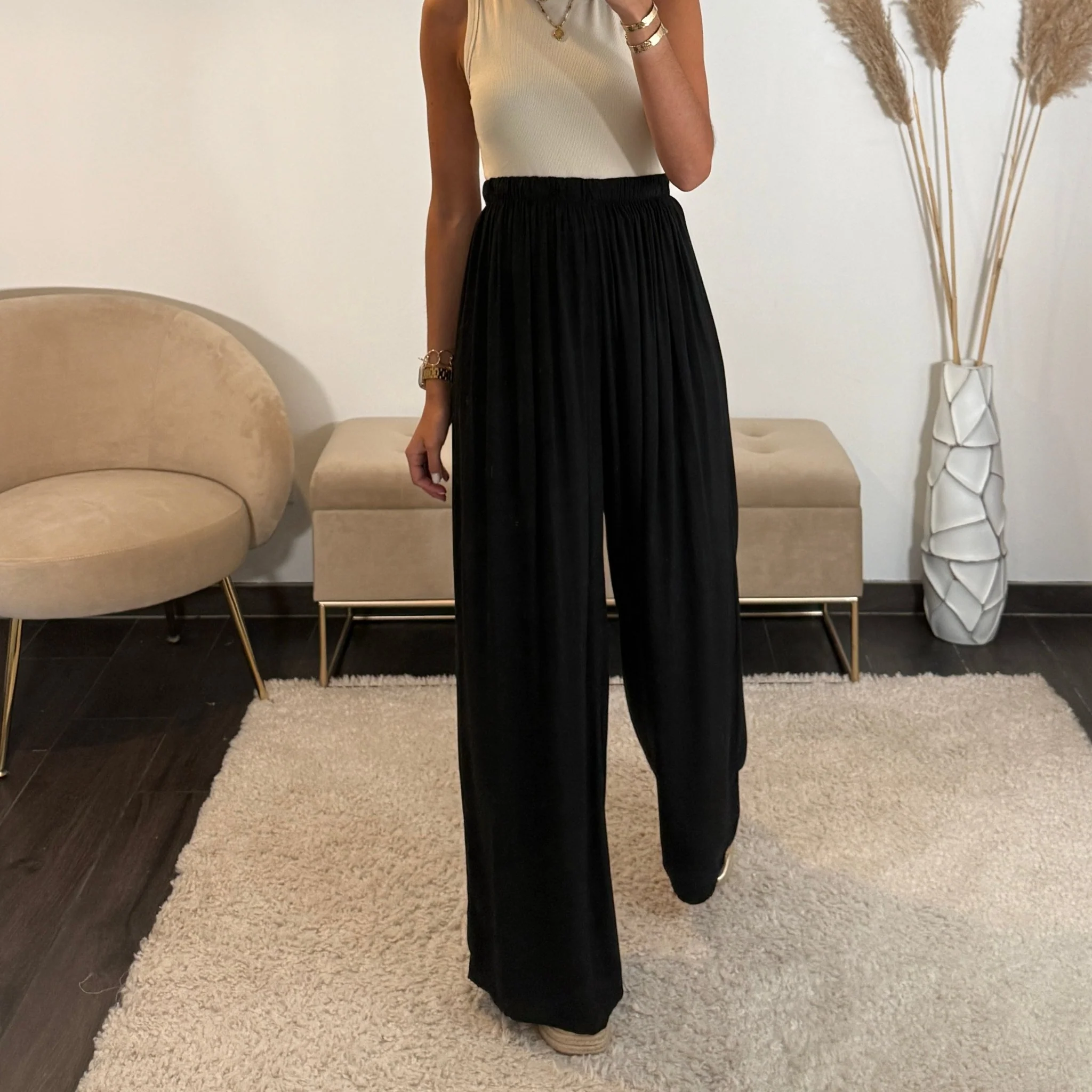 PANTALON FLUIDE NOIR MAZA - Image 3