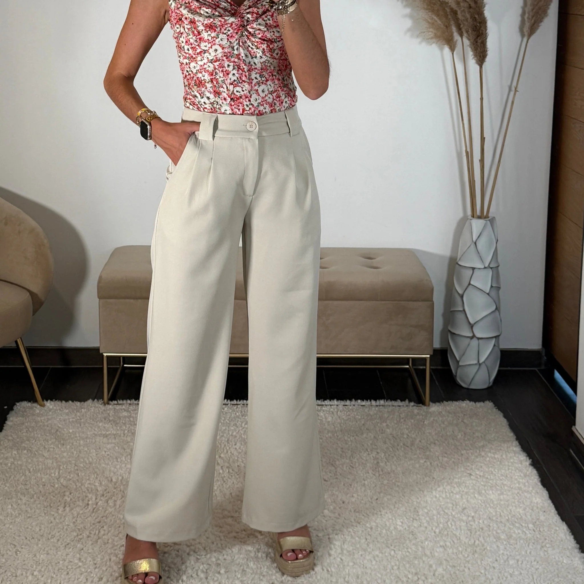 PANTALON TAILLEUR BEIGE ELLY