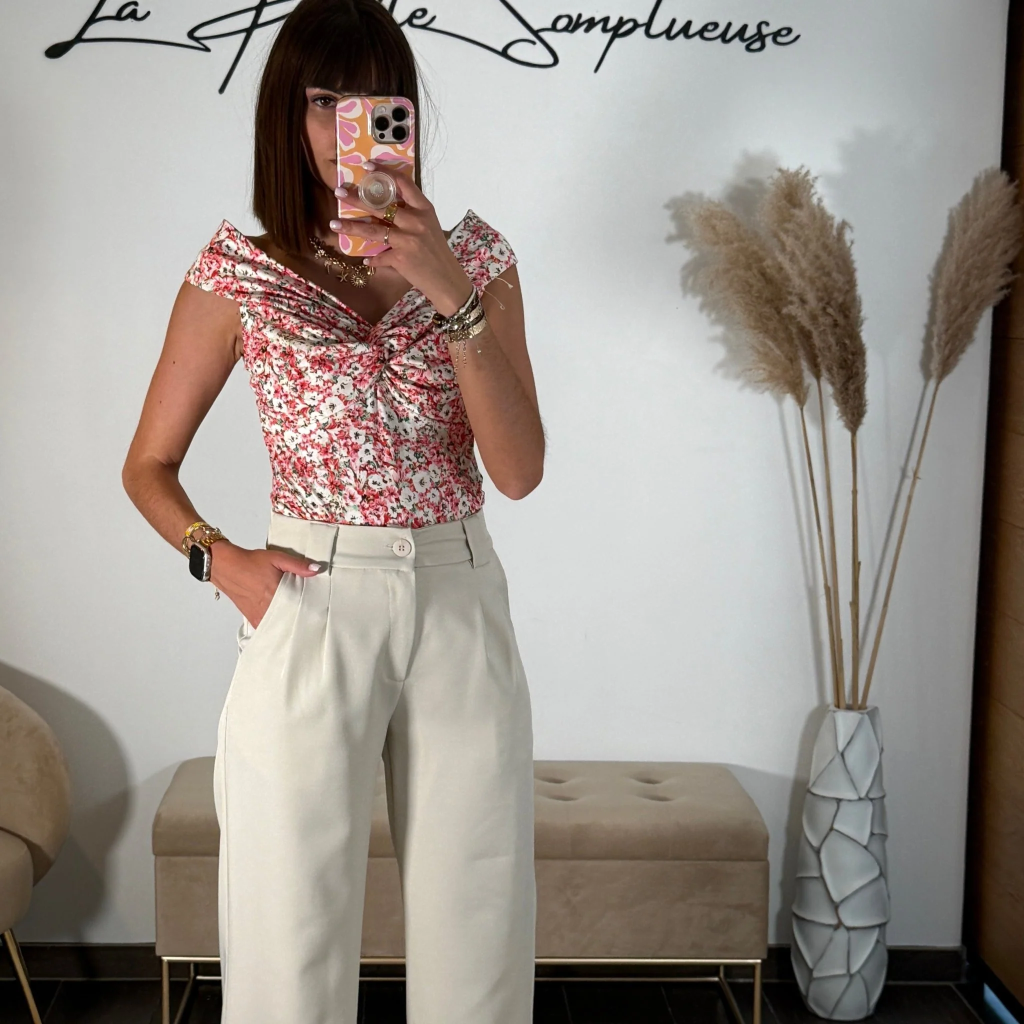 PANTALON TAILLEUR BEIGE ELLY - Image 2