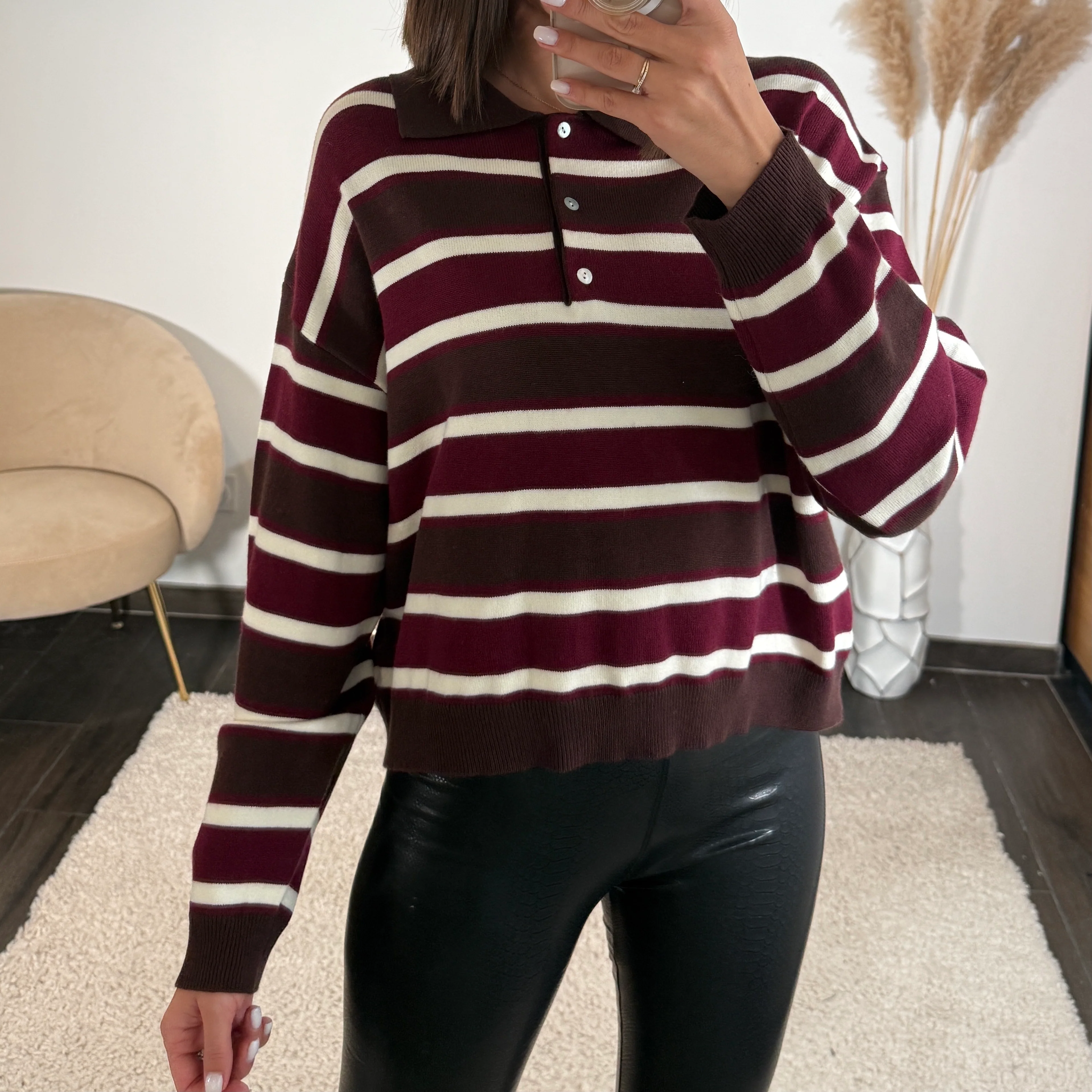 PULL BORDEAUX/CHOCO POLO - Image 2