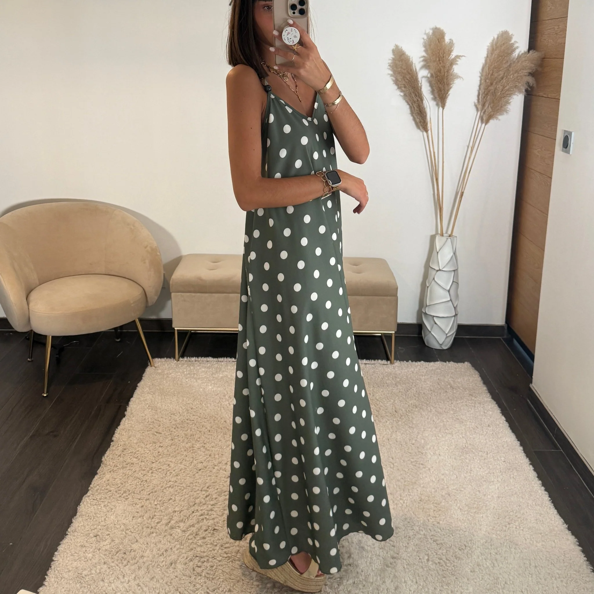 ROBE A POIS KAKI PENNY - Image 2