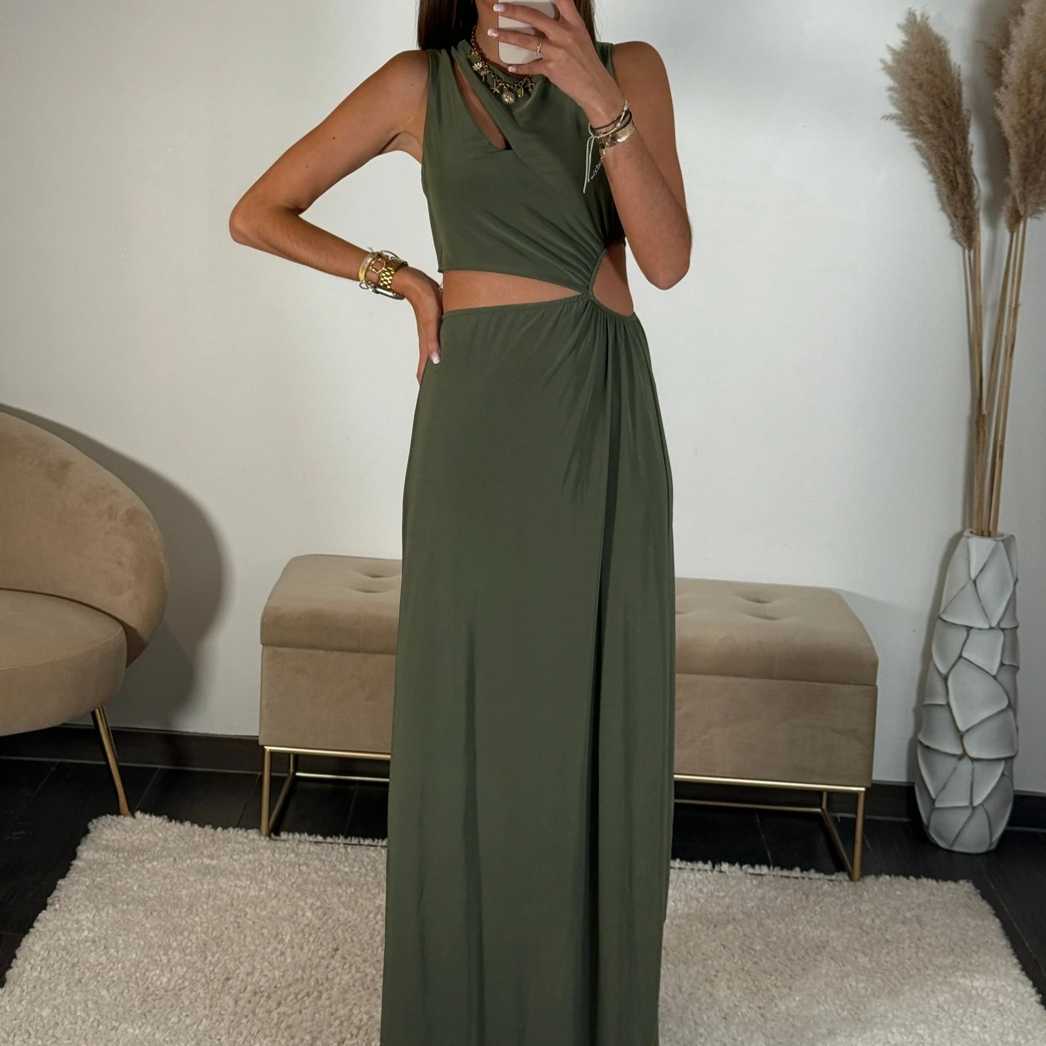 ROBE ASYMETRIQUE KAKI LOUISE