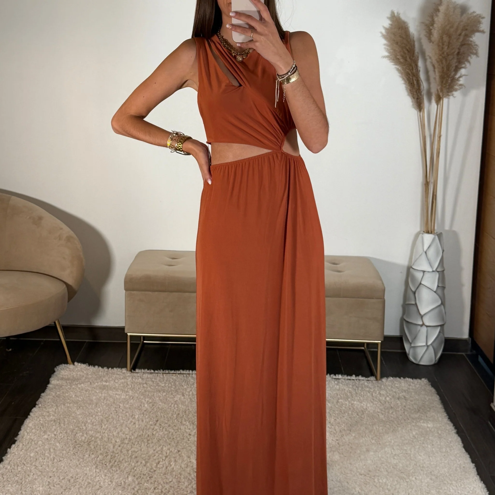 ROBE ASYMETRIQUE TERRACOTTA LOUISE