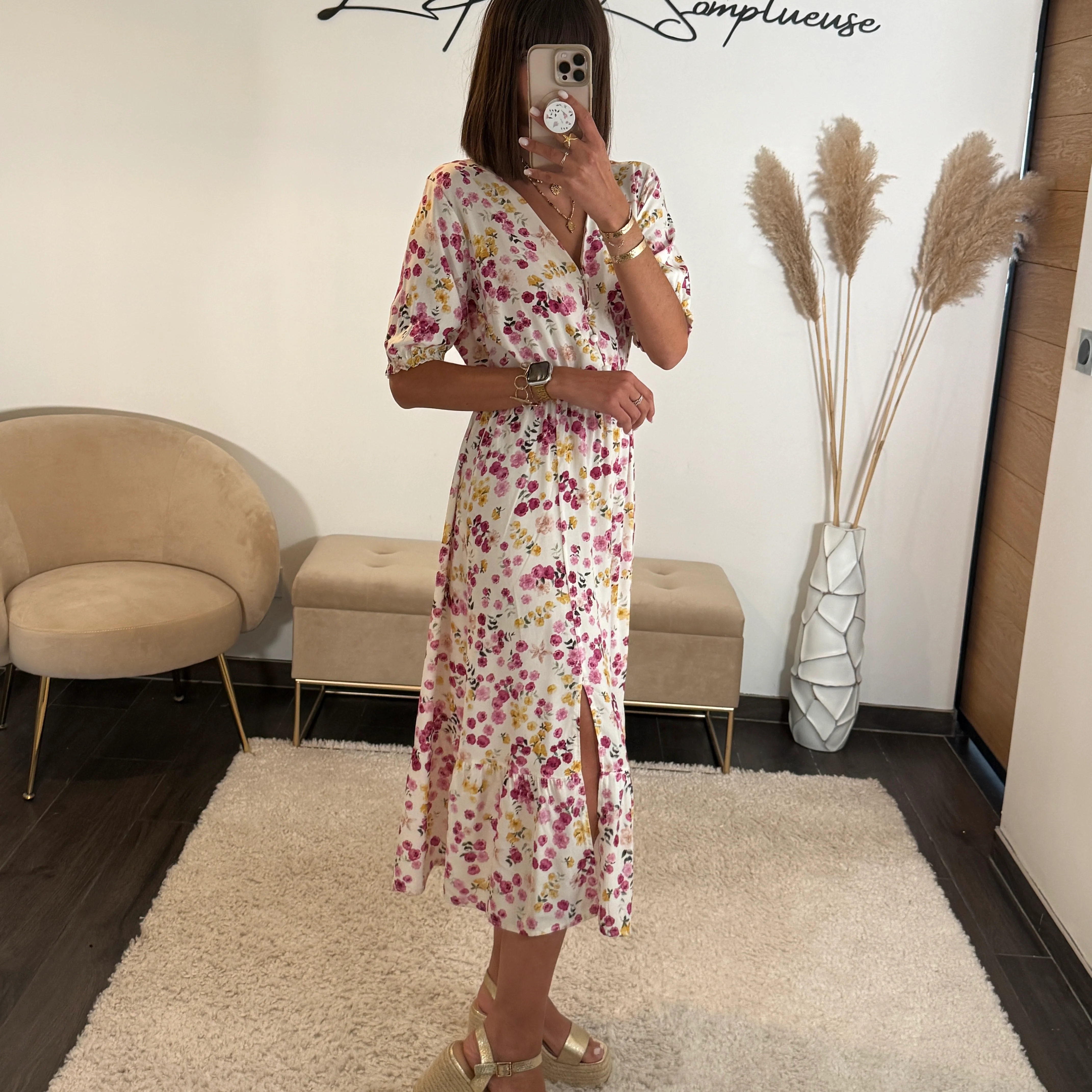 ROBE BLANCHE FLOWER PRUNE - Image 4