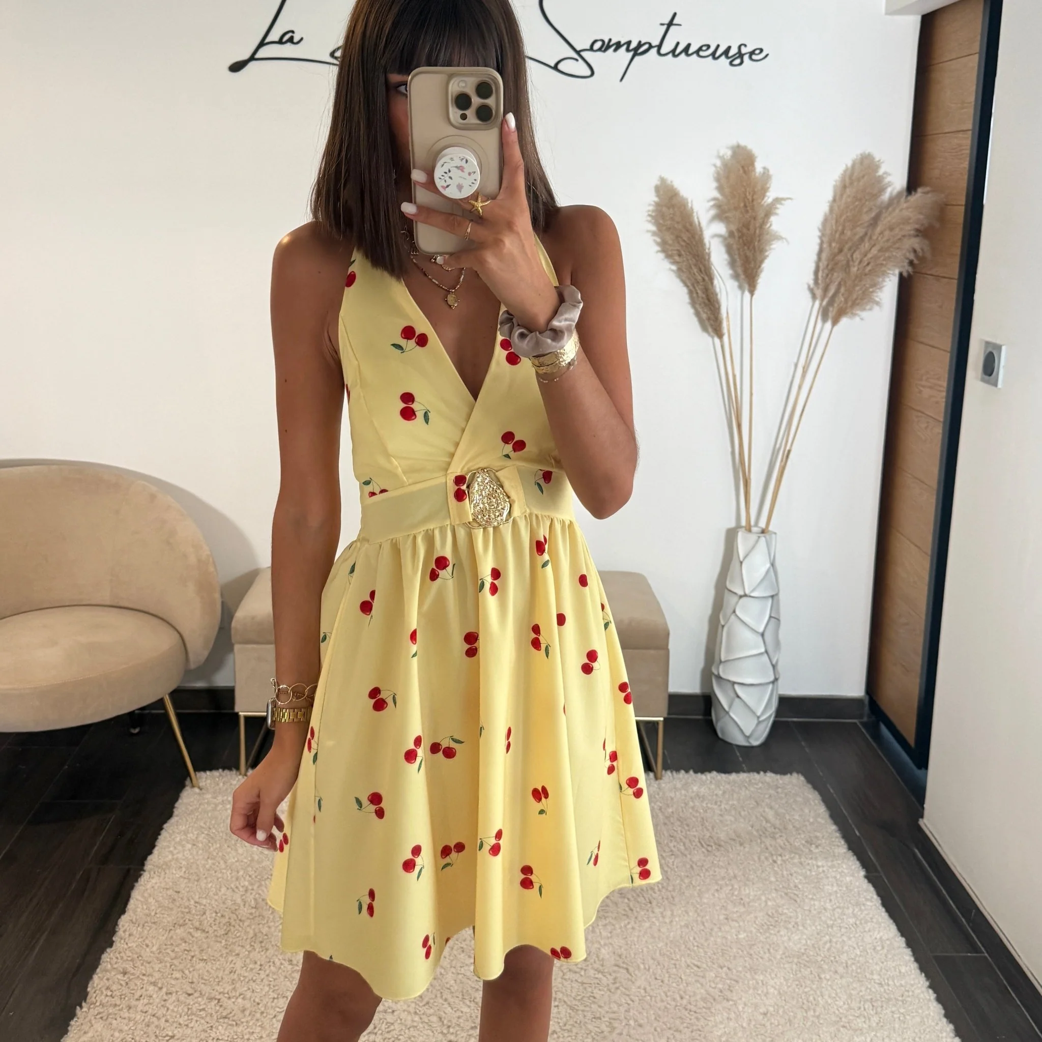 ROBE CERISES JAUNE ALINE