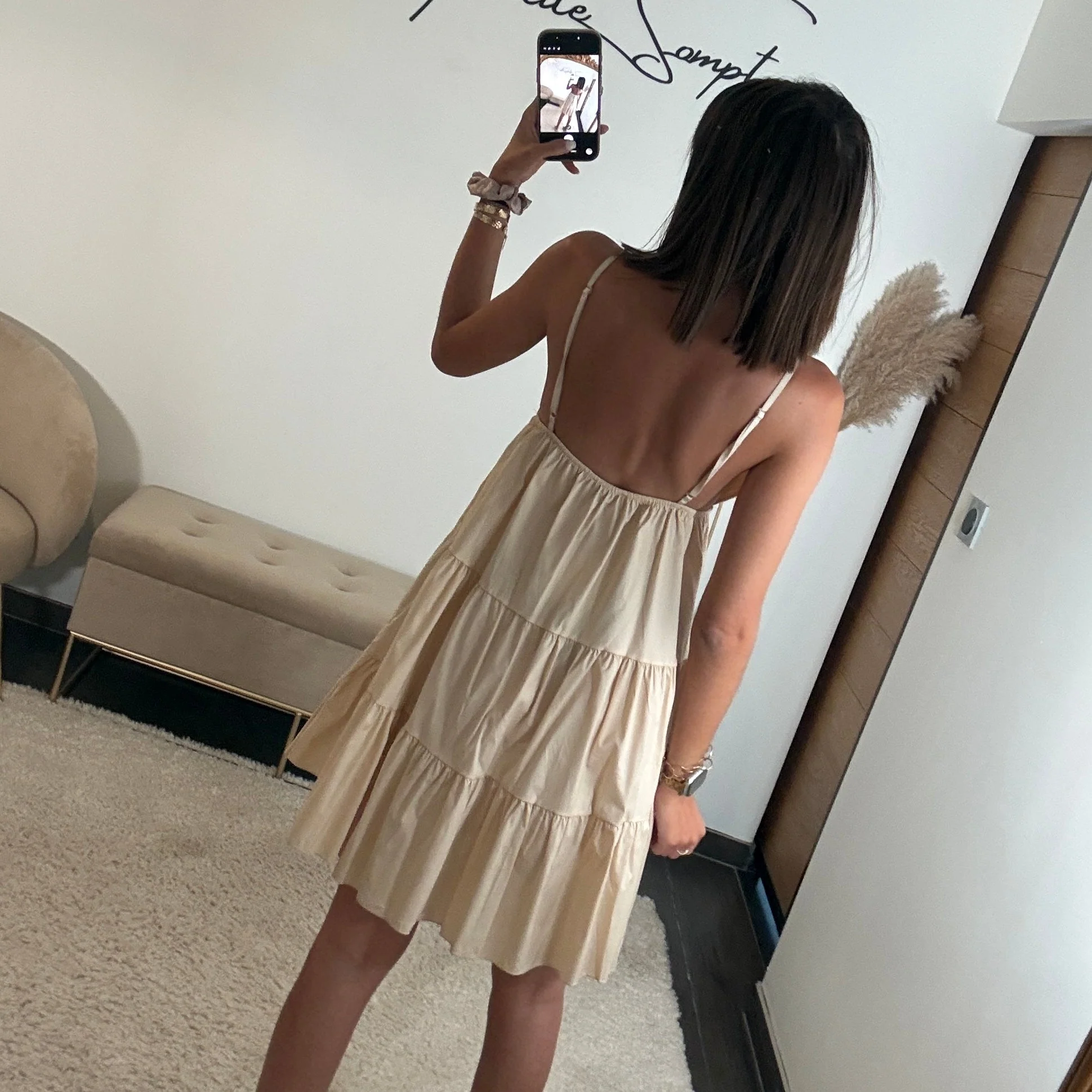 ROBE COURTE BEIGE SOLEIL - Image 3
