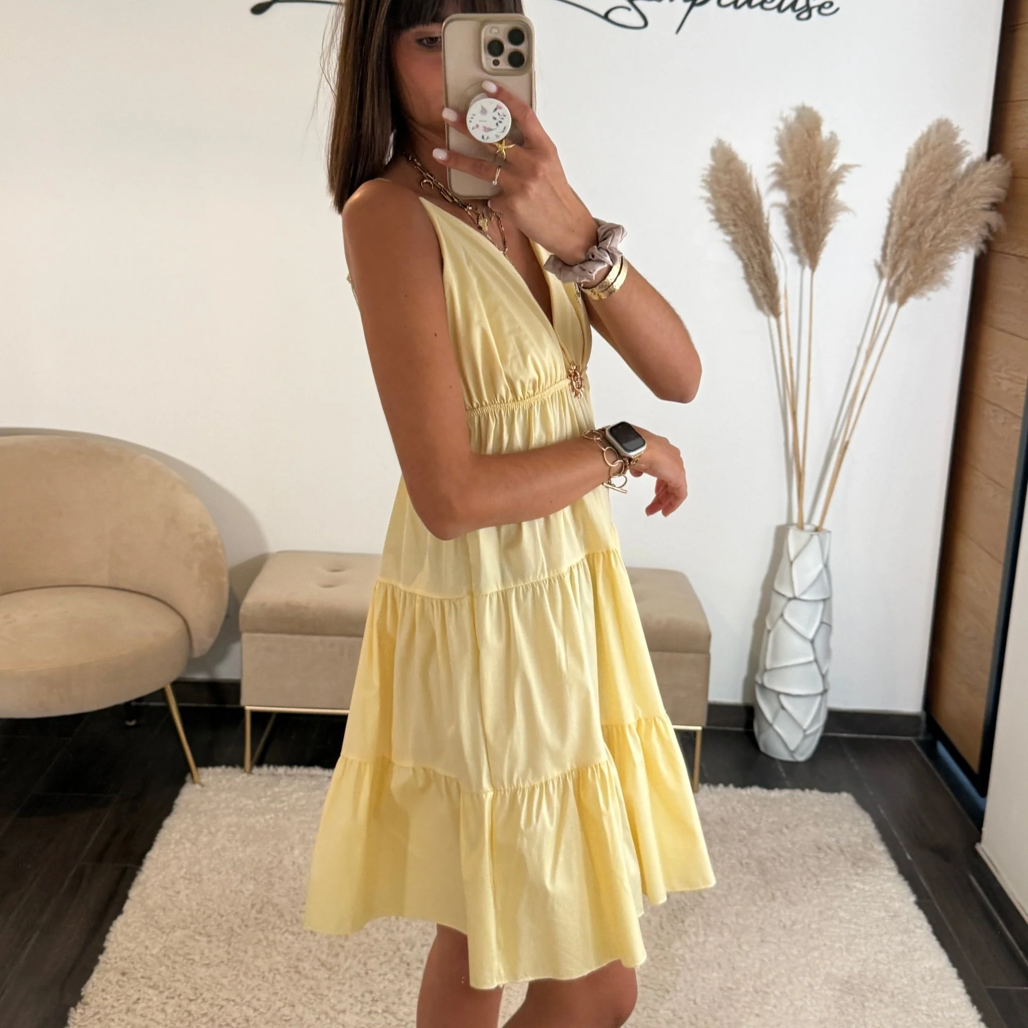 ROBE COURTE JAUNE SOLEIL - Image 2