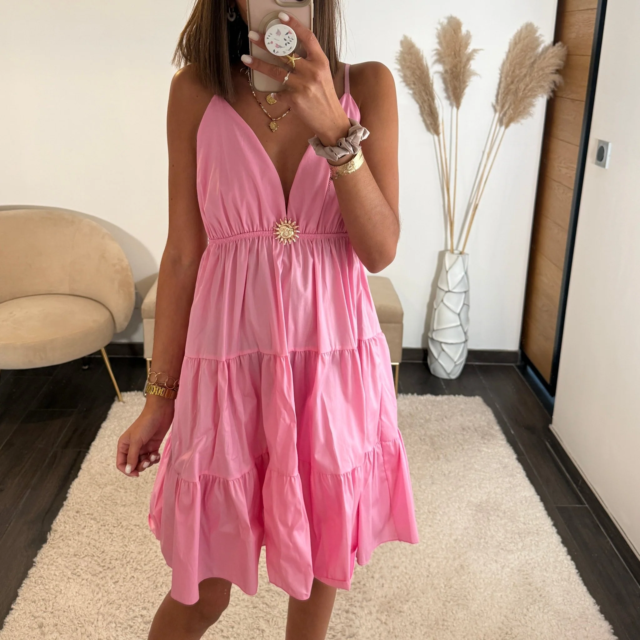ROBE COURTE ROSE SOLEIL