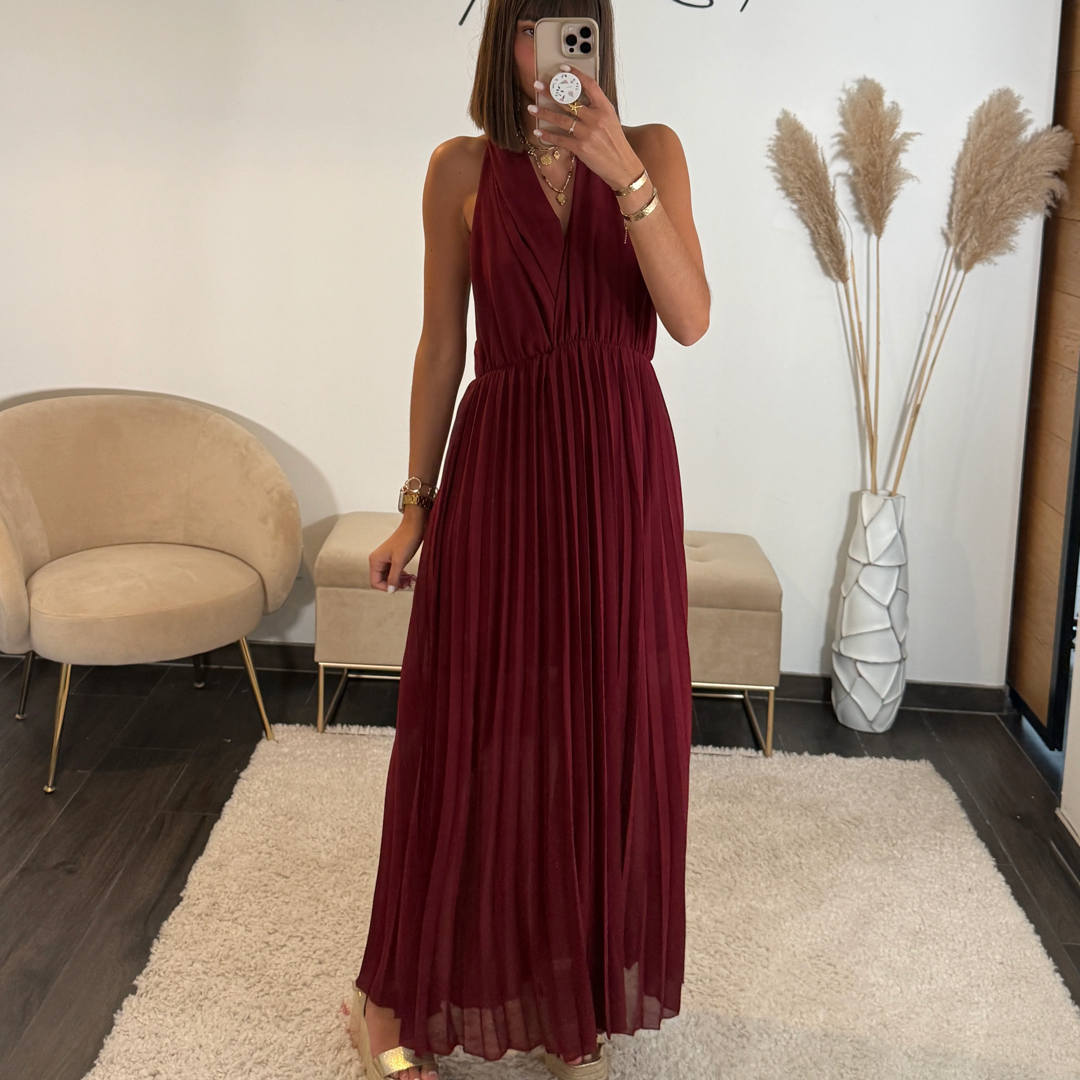 ROBE DOS CROISE BORDEAUX KATIA