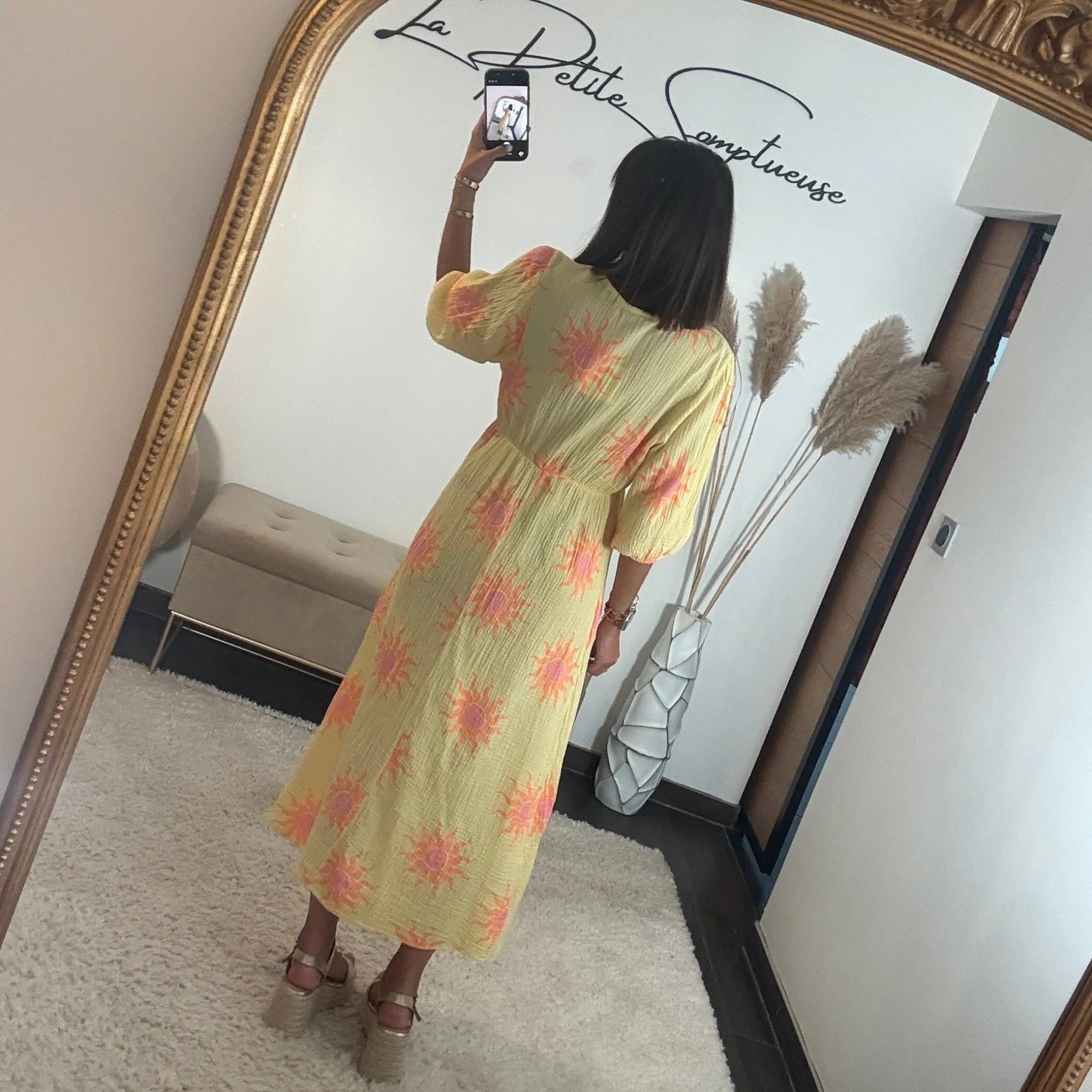 ROBE JAUNE GAZE DE COTON SUNNY - Image 4