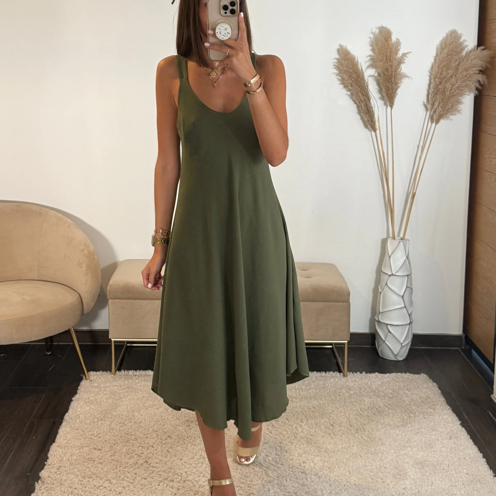 ROBE MI-LONGUE KAKI CLARA