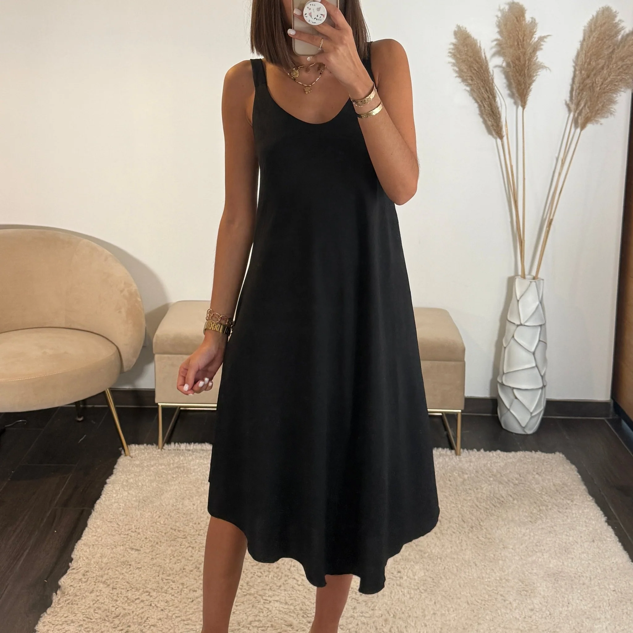 ROBE MI-LONGUE NOIRE CLARA - Image 2