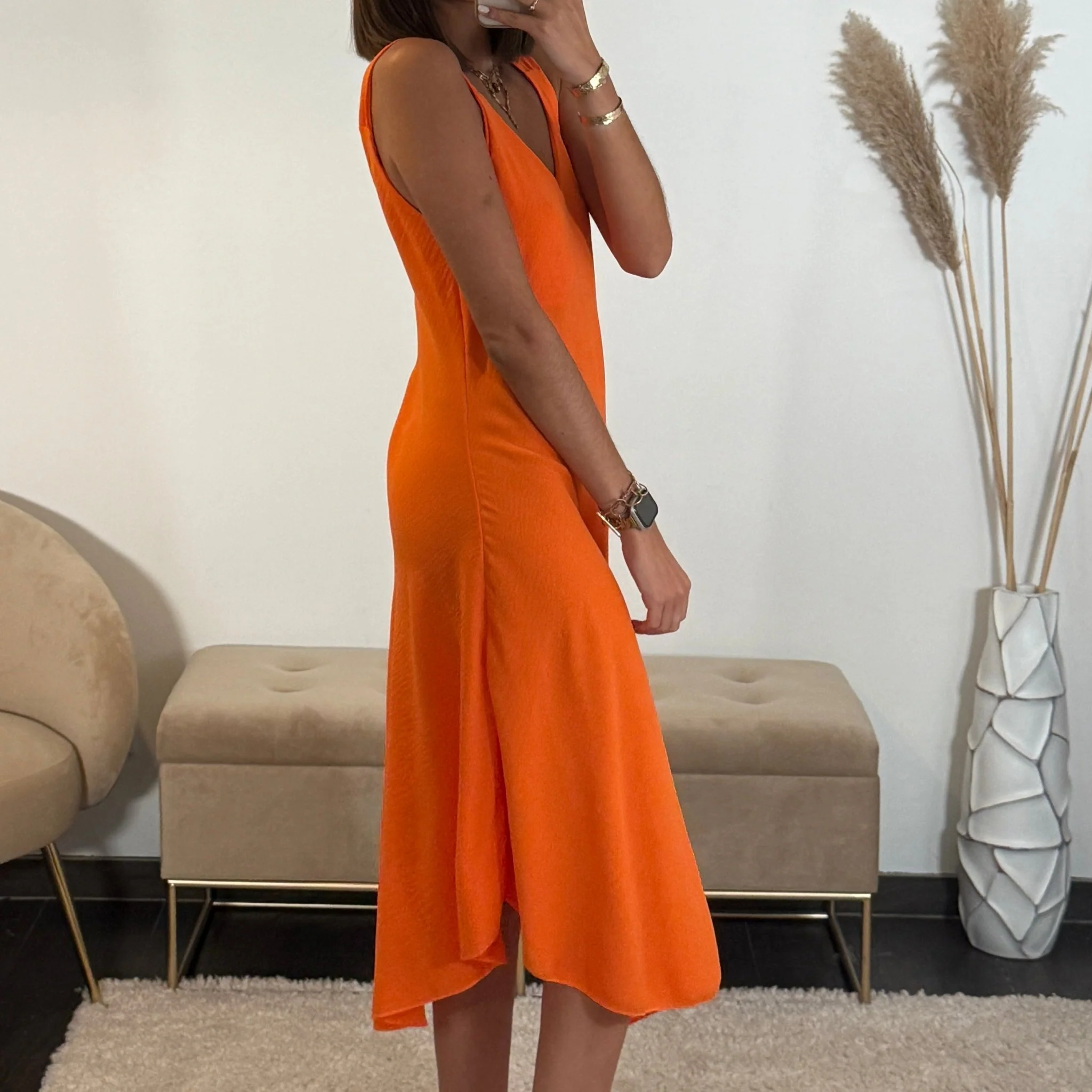 ROBE MI-LONGUE ORANGE CLARA - Image 2