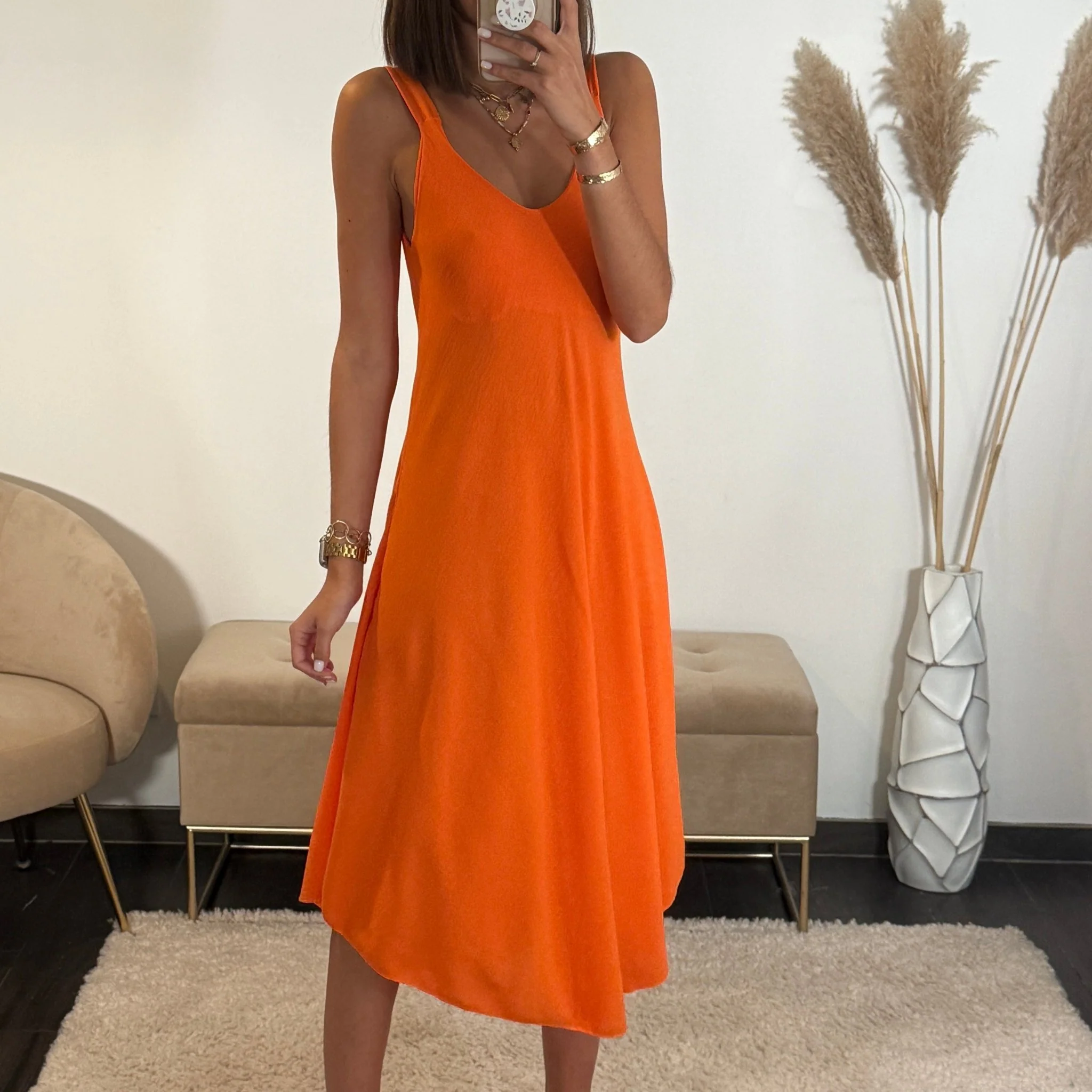 ROBE MI-LONGUE ORANGE CLARA - Image 4