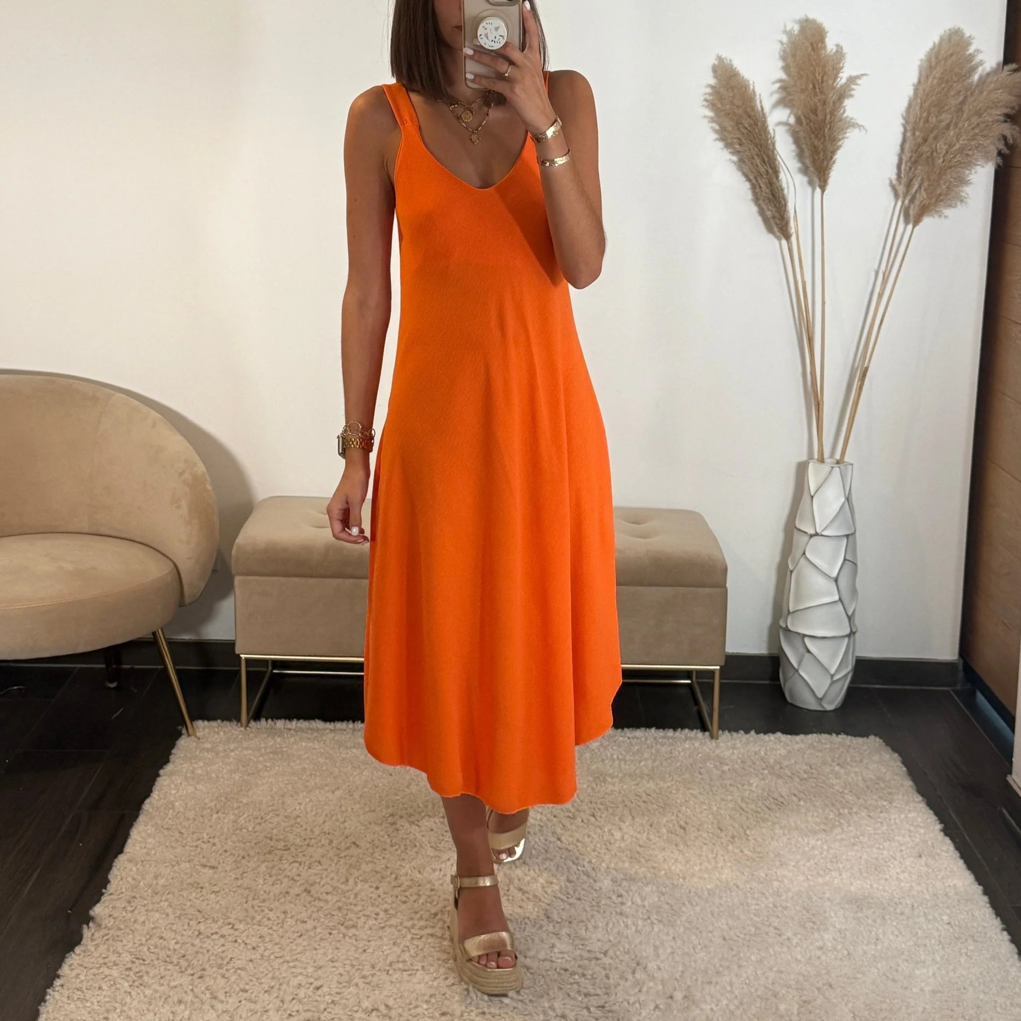 ROBE MI-LONGUE ORANGE CLARA - Image 5