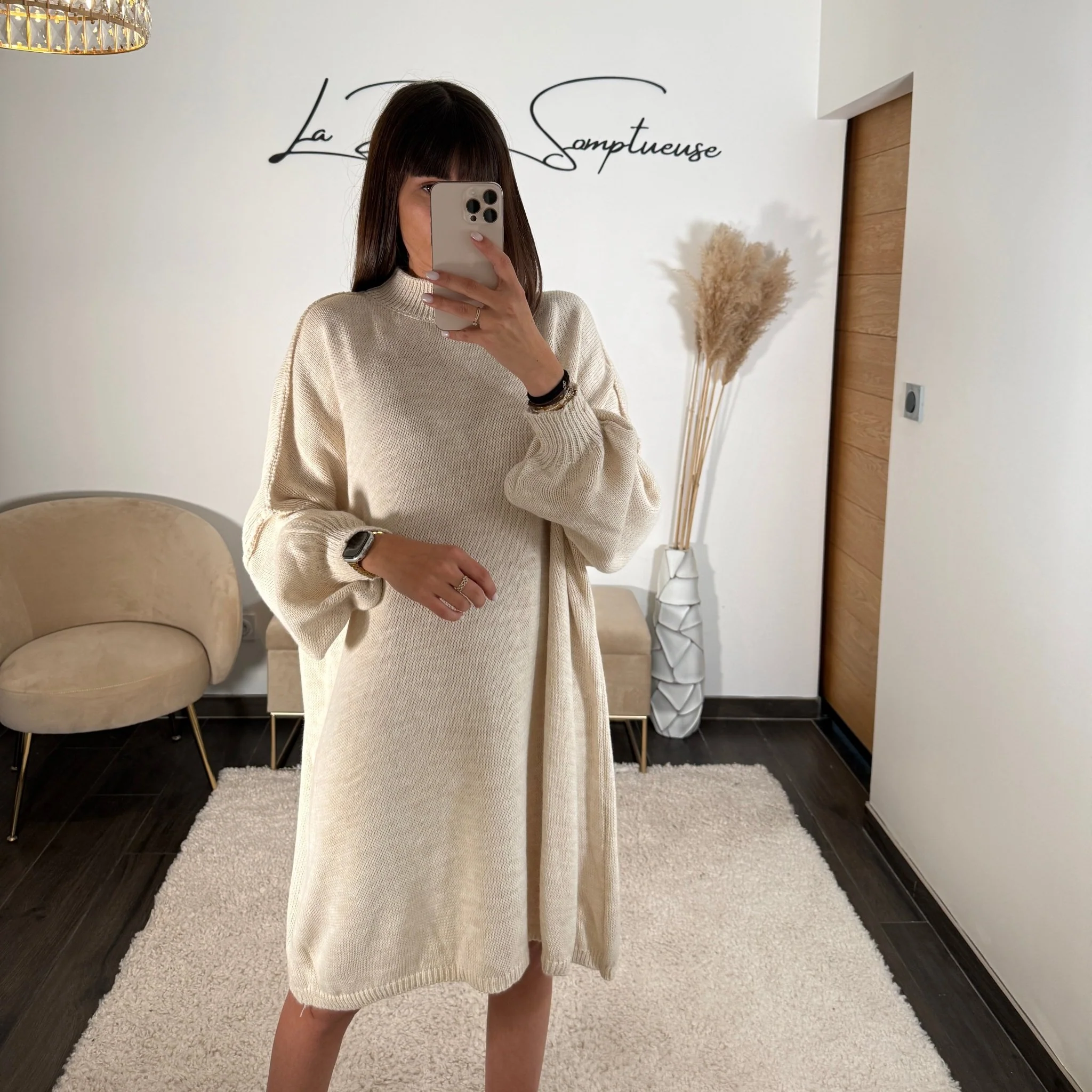 ROBE PULL BEIGE SOLENA