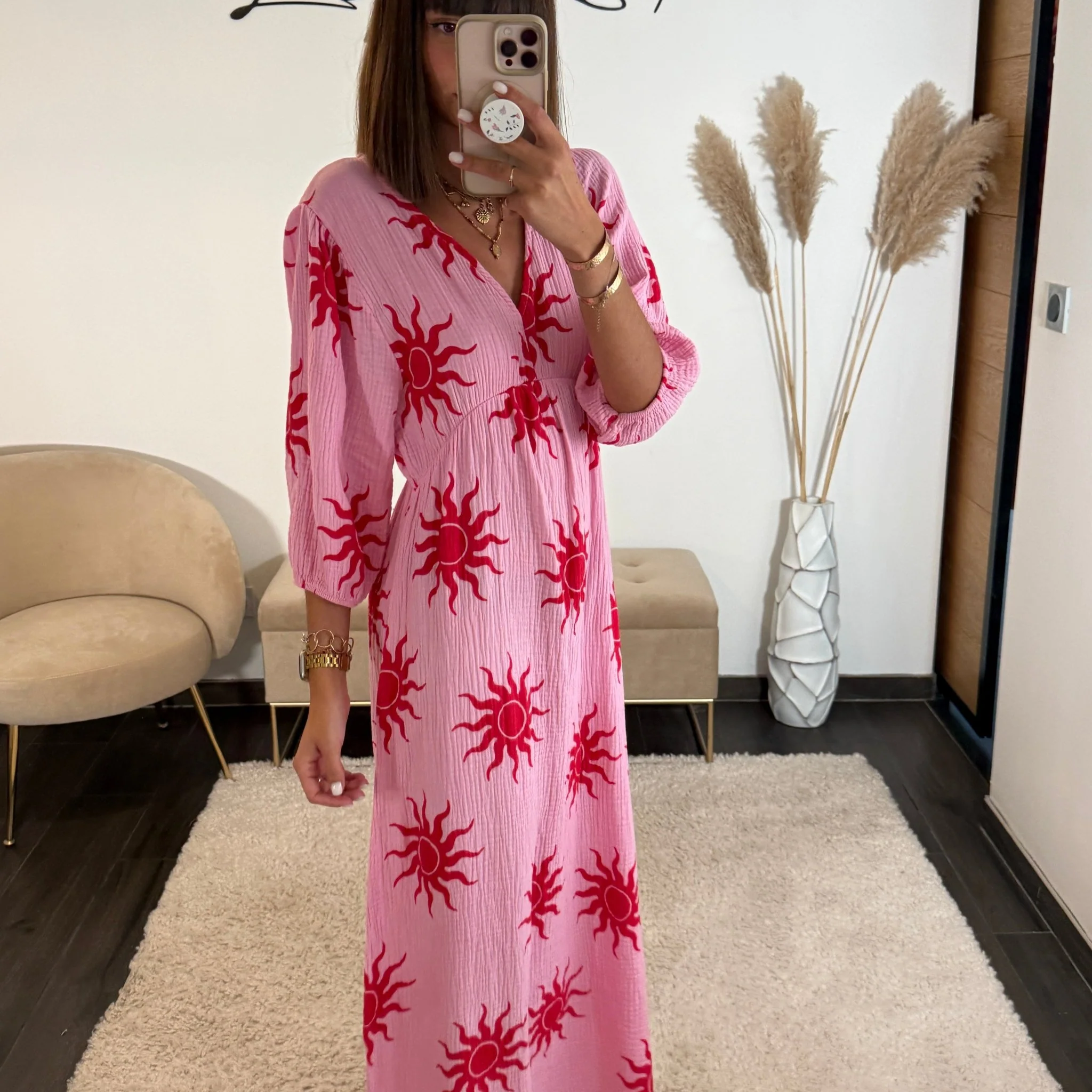 ROBE ROSE GAZE DE COTON SUNNY - Image 3