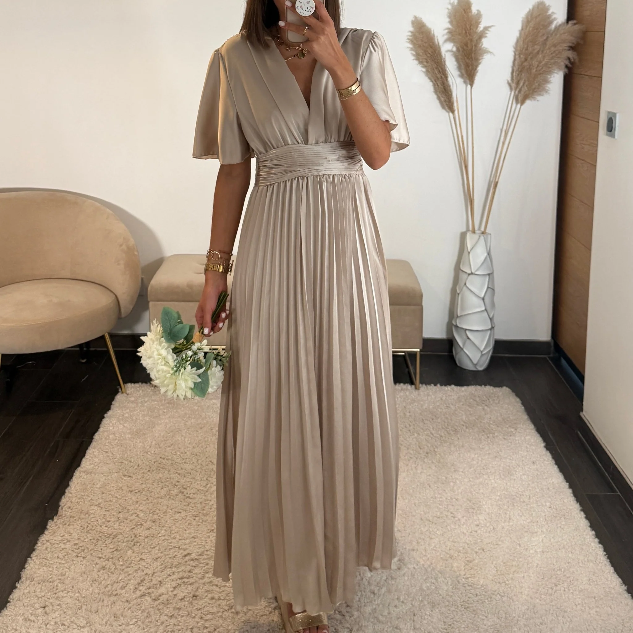 ROBE SATIN CHAMPAGNE ALBA