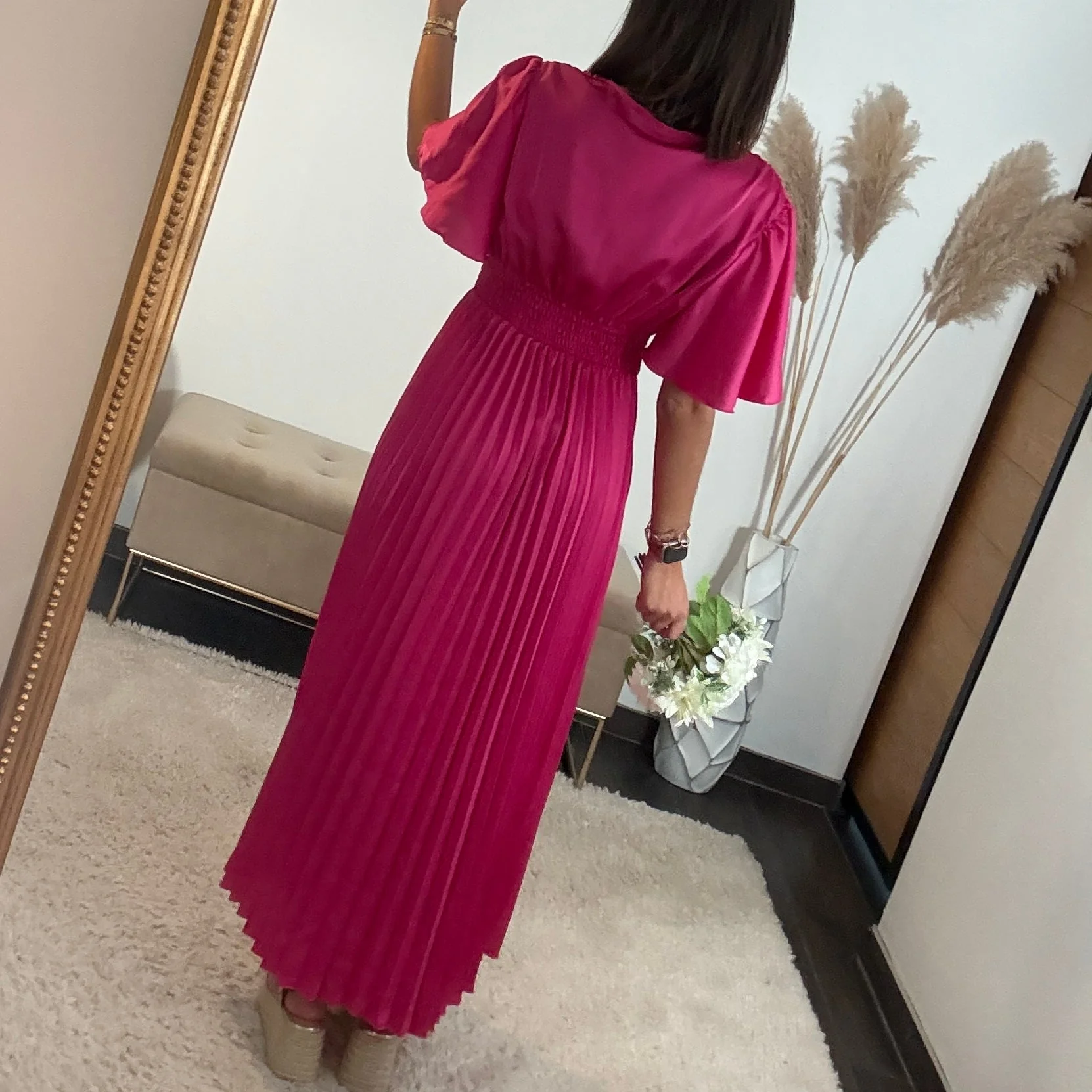 ROBE SATIN FUCHSIA ALBA - Image 5