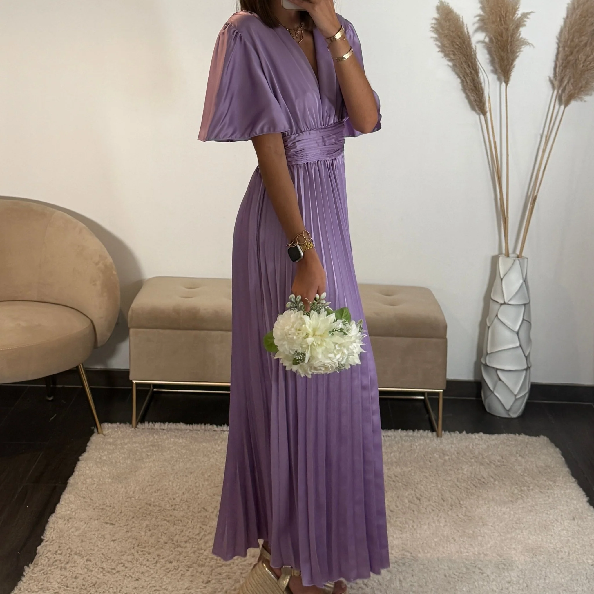 ROBE SATIN LILAS ALBA - Image 3