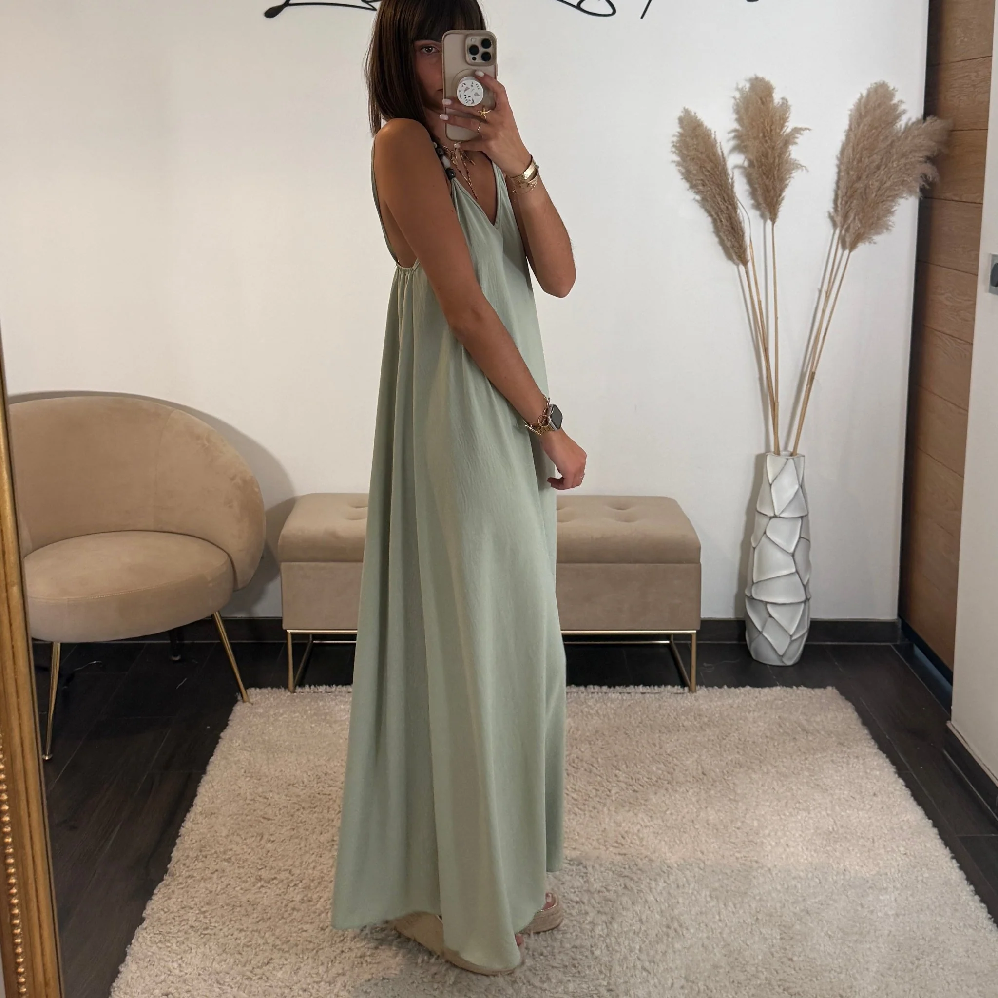ROBE VERT D'EAU PERLES - Image 2
