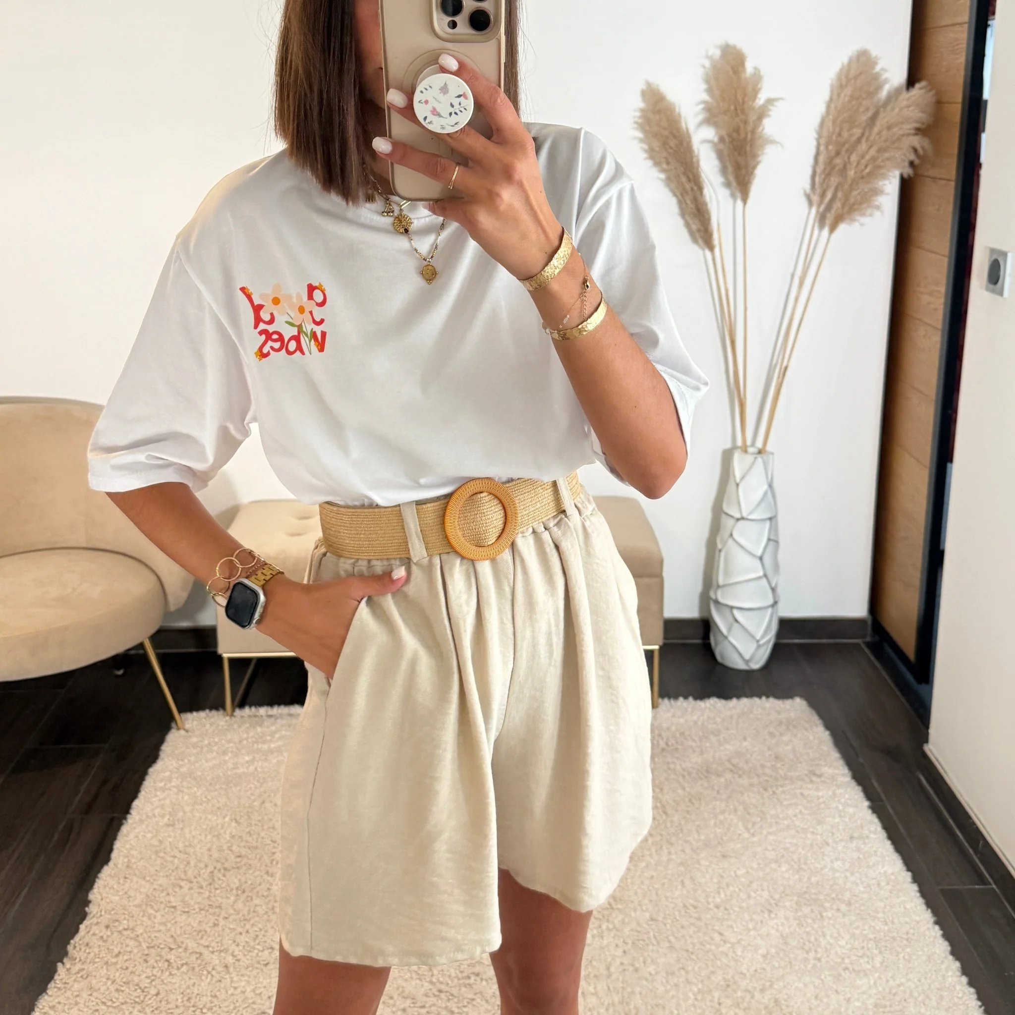 SHORT CEINTURE BEIGE MARCUS