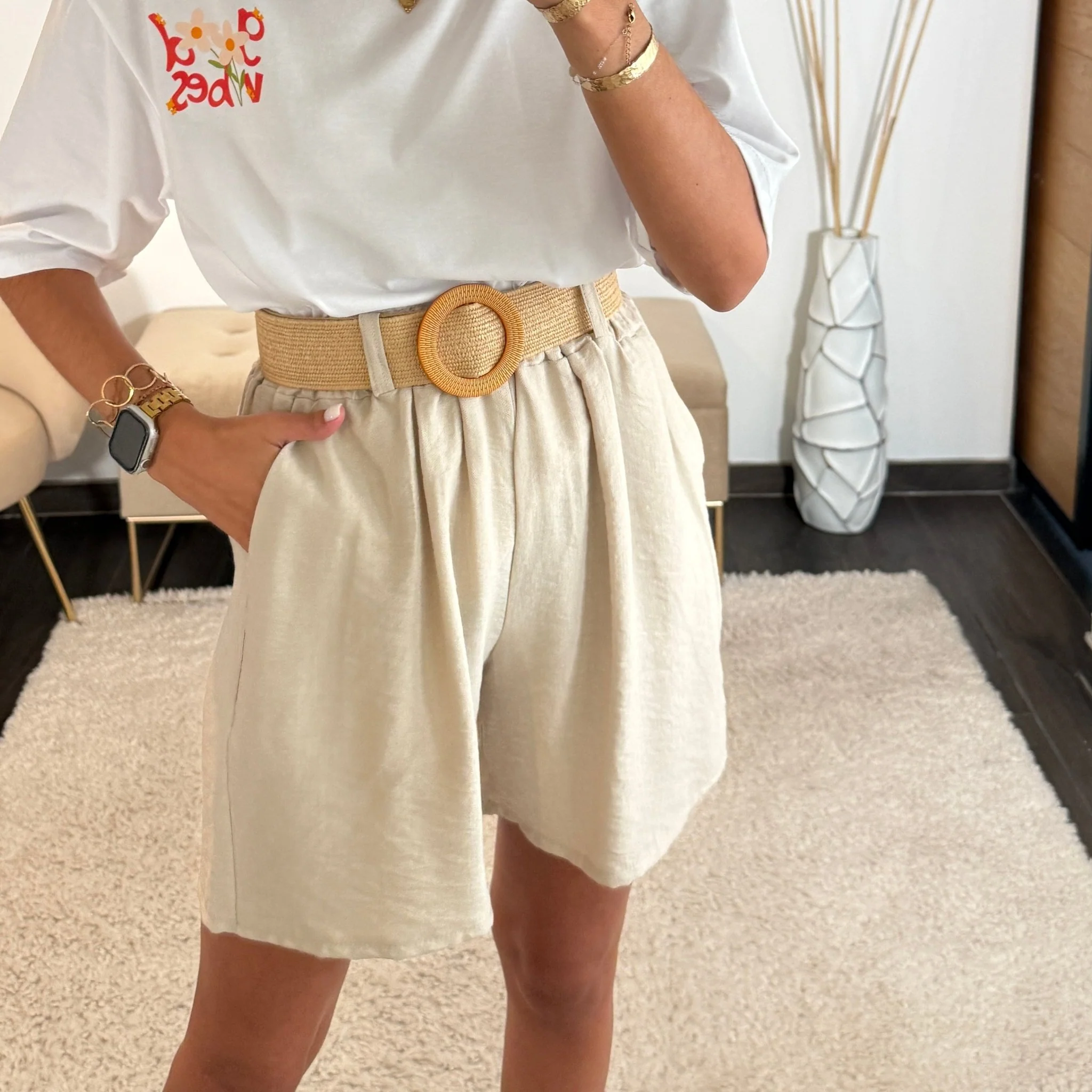 SHORT CEINTURE BEIGE MARCUS - Image 2