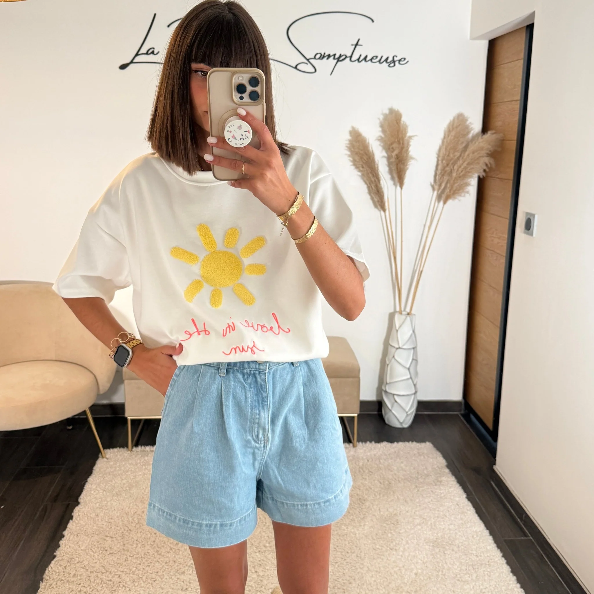 T-SHIRT BLANC LOVE IN THE SUN