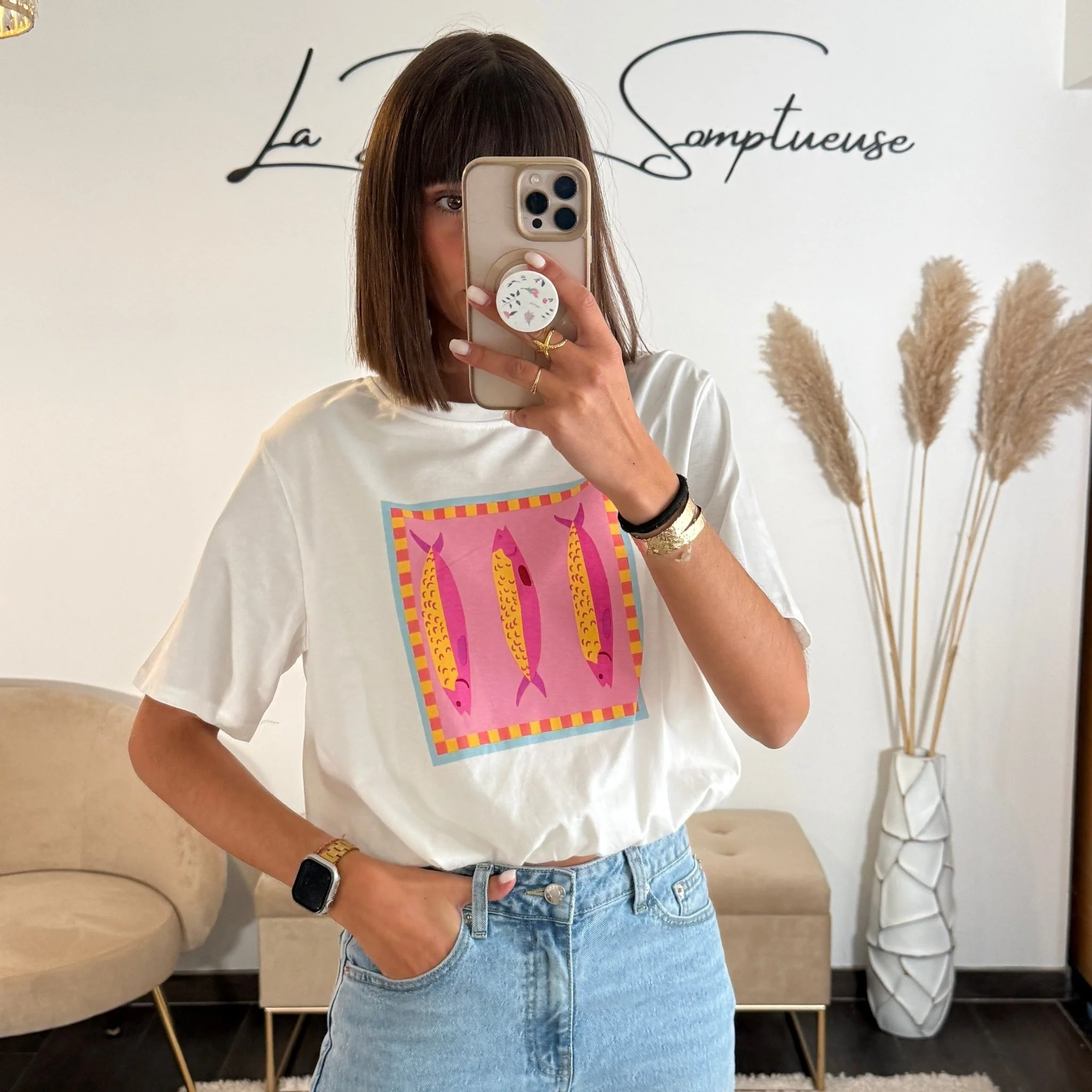 T-SHIRT BLANC SARDINES