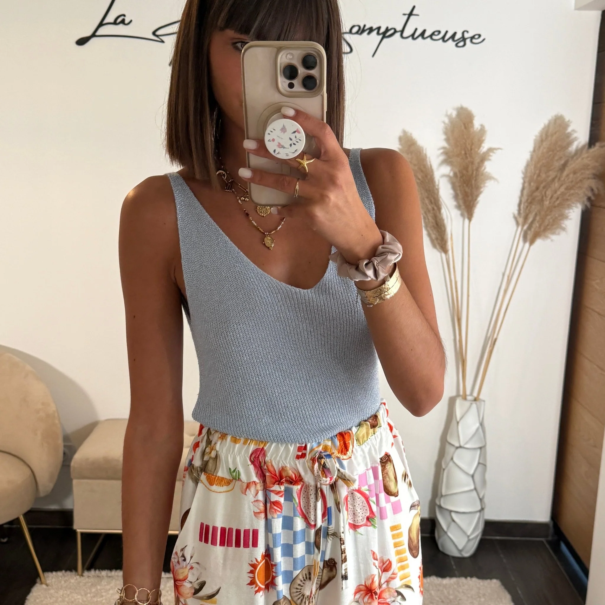TOP BLEU LUREX