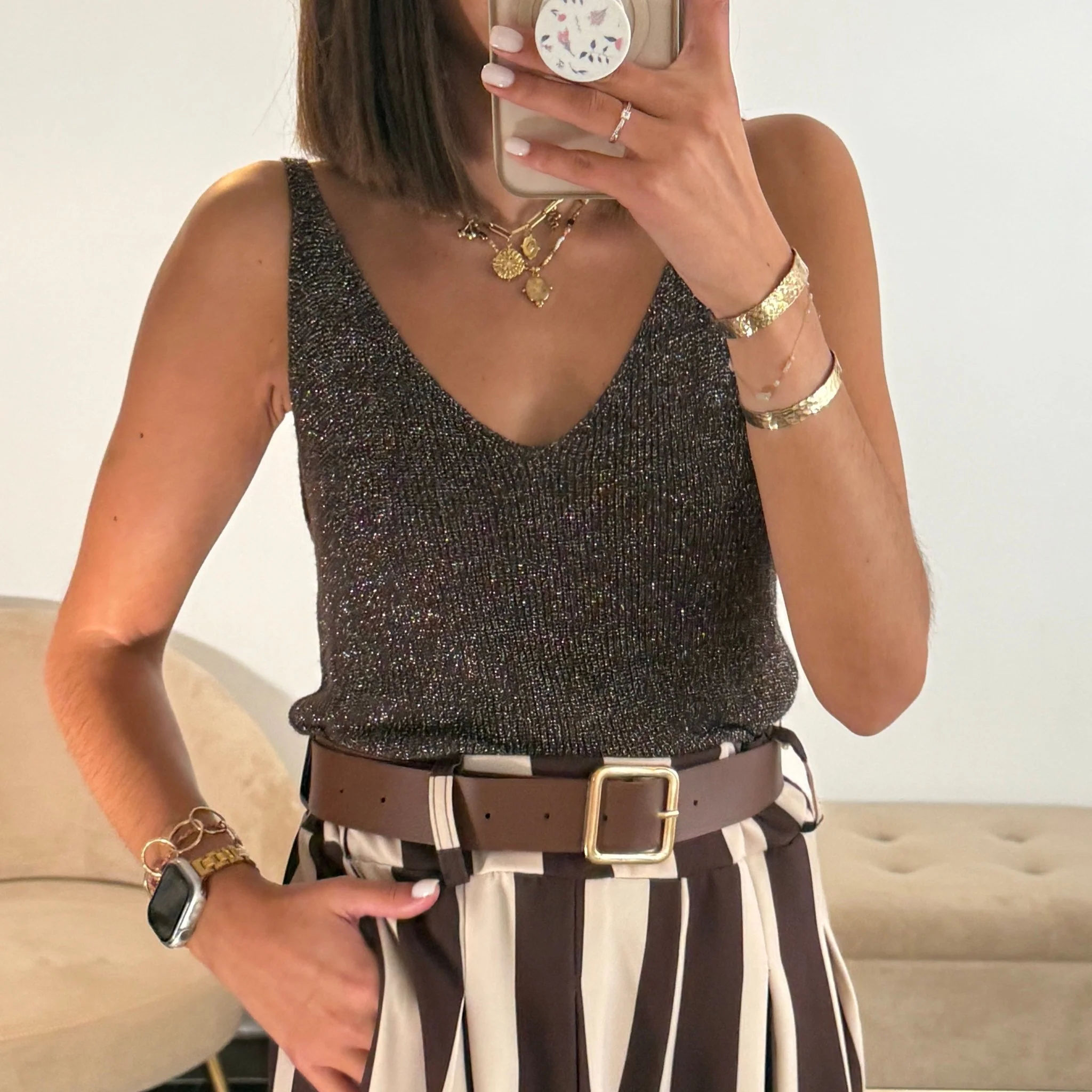 TOP MARRON LUREX